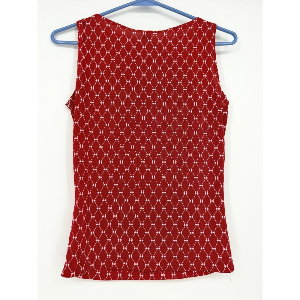 Forever 21 Womens Red Diamond Grid Knit Sleeveless Tank Top Slim Fit - Picture 3 of 3